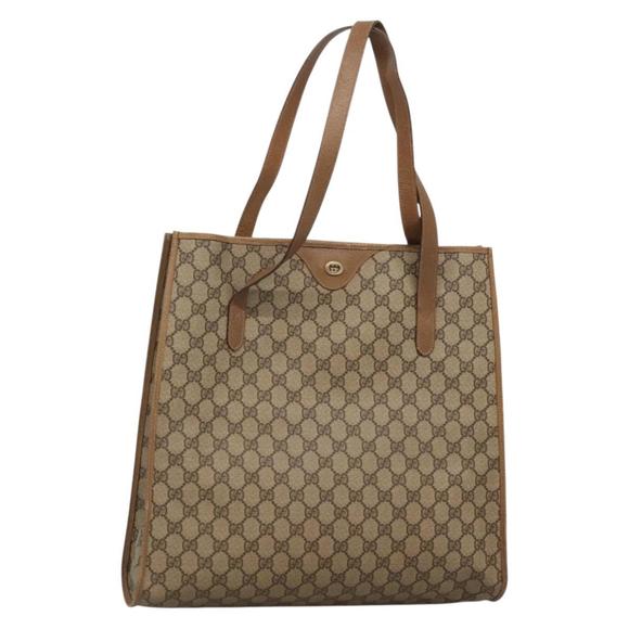 GUCCI GG Supreme Tote Bag PVC Beige Gold 40 02 998 Auth bs27775 - Picture 1 of 16